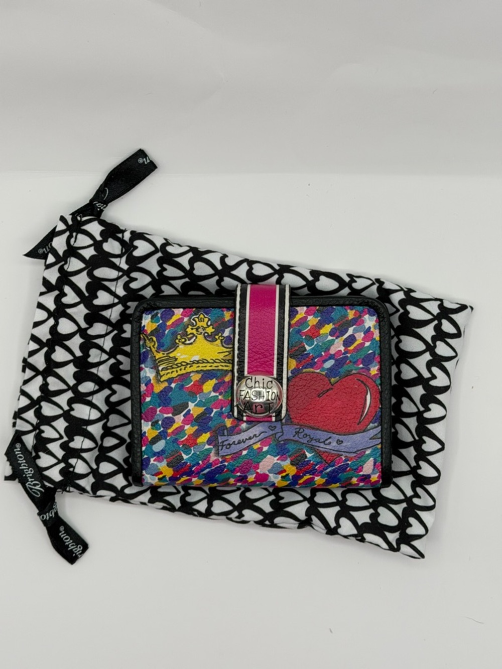 Brighton Multicolor Wallet with Pink Strap & Red Heart